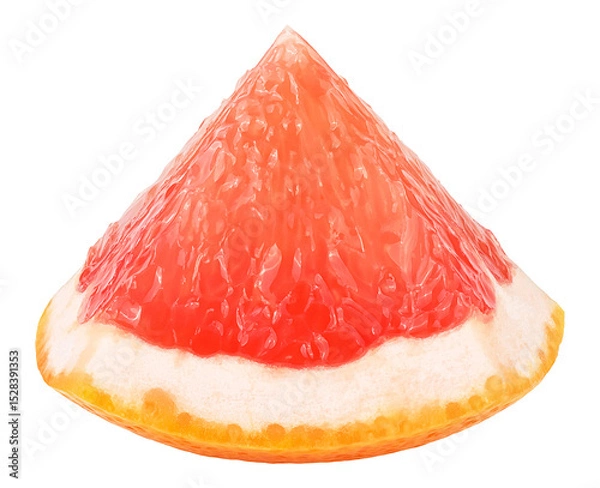 Fototapeta Piece of ripe grapefruit isolated on a white background. Grapefruit citrus fruit.