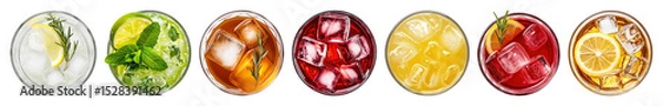 Fototapeta PNG Colorful refreshing drinks assortment, element set on transparent background