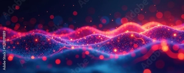 Fototapeta Abstract sound wave visualization, musical notes flowing like a river , blue, music, line