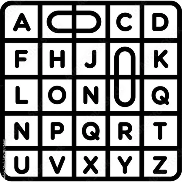 Fototapeta Minimalist outline of word search puzzle icon