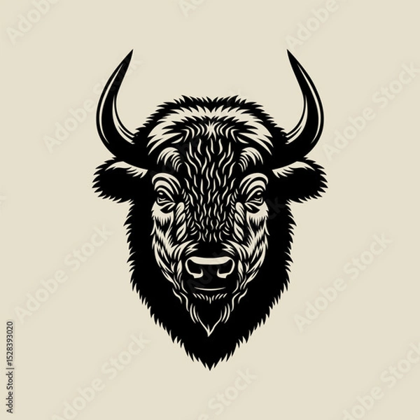 Fototapeta Bull's Head Monochrome Vector Illustration