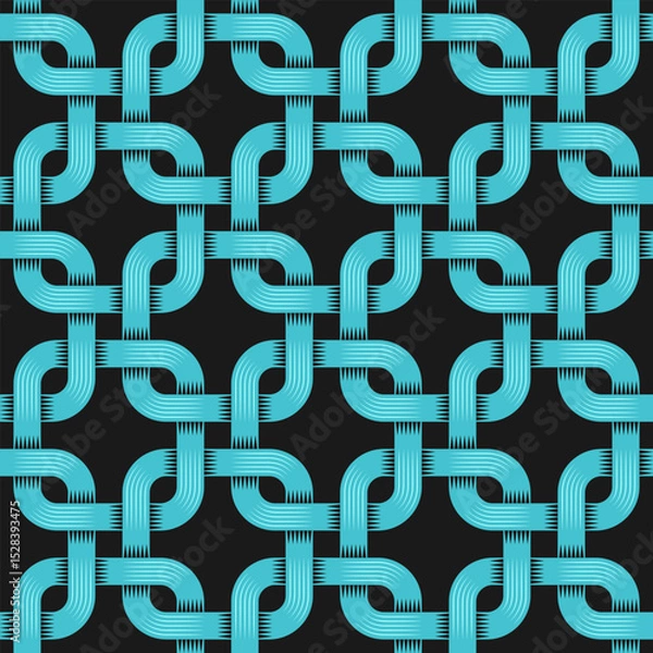 Fototapeta Geometric blue weave loops seamless pattern. Vector Illustration