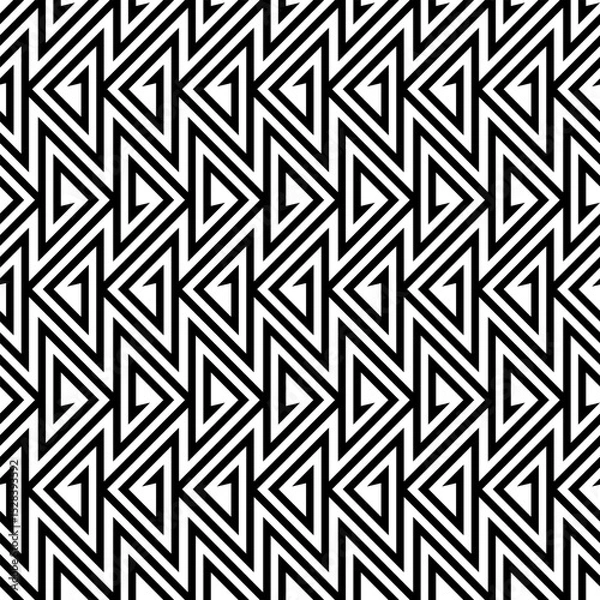 Fototapeta Geometric Zigzag Black Seamless Pattern. Vector Illustration