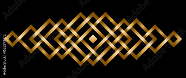 Fototapeta Vintage decorative golden geometric intertwined lines divider. Vector illustration