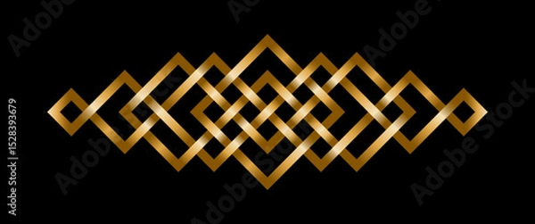 Fototapeta Vintage decorative golden geometric intertwined lines divider. Vector illustration