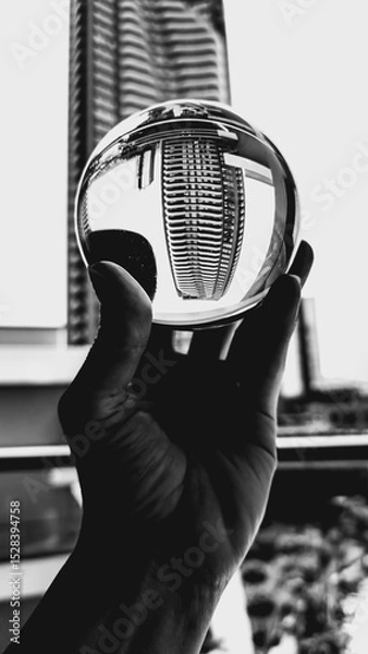 Obraz Glass sphere over geometric pattern