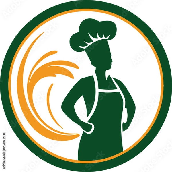 Fototapeta Minimalistic chef logo vector with natural elements and modern design, ideal for catering, gourmet food, or cooking-related business branding.