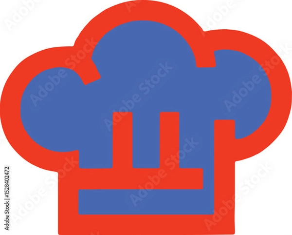 Fototapeta A bold vector chef hat logo, featuring a minimalist and modern outline design, perfect for culinary branding, restaurants, food startups, or kitchen-related businesses.
