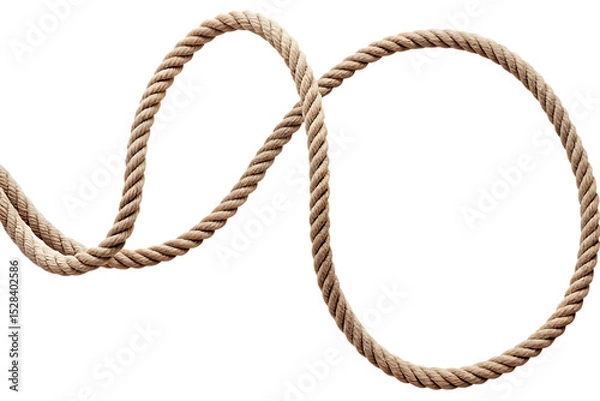 Fototapeta Twisted beige rope isolated on a white background png ai generated