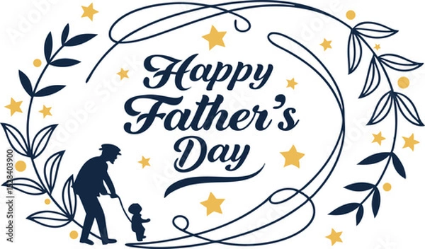 Obraz "Elegant Happy Father's Day Design with Dad and Toddler Silhouette"