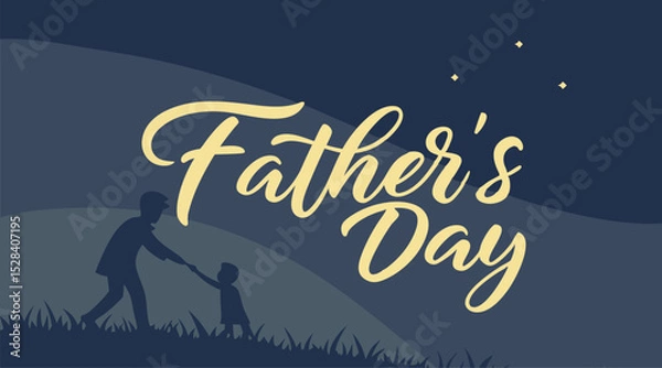 Obraz Father’s Day Silhouette Illustration with Child at Night