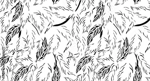 Fototapeta Seamless flower pattern. Abstract pattern. Textile print pattern. Line white and black leaf design.