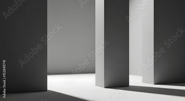 Fototapeta Wall with square shadows