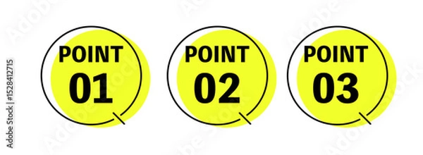Obraz ポイント番号付きアイコン（01・02・03）／ポップな丸型デザイン