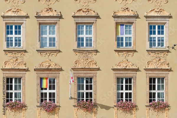 Fototapeta Fragment of old building facade in Wroclaw Poland