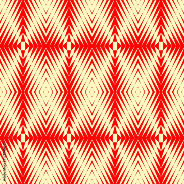 Fototapeta Rhombuses, triangles, chevrons ornament. Seamless mosaic pattern. Embroidery backdrop. Tiles wallpaper. Ethnic motif. Geometric background. Digital paper. Geometrical textile print. Abstract design.