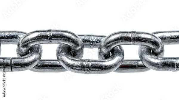 Fototapeta horizontal straight chain isolated on white background 