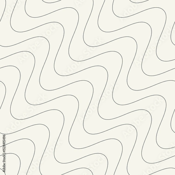 Fototapeta Seamless vector pattern with thin wavy diagonal stripes. Monochrome geometric background with abstract, striped design. Ideal for use as a swatch in Adobe Illustrator.