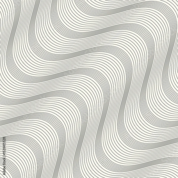 Fototapeta Seamless vector pattern with thin wavy diagonal stripes. Monochrome geometric background with abstract, striped design. Ideal for use as a swatch in Adobe Illustrator.