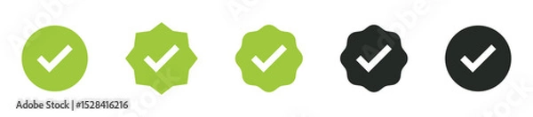Fototapeta Verified badge icon tick symbol vector approved check mark icon. set of checkmark icons. for approval, verification, and success designs