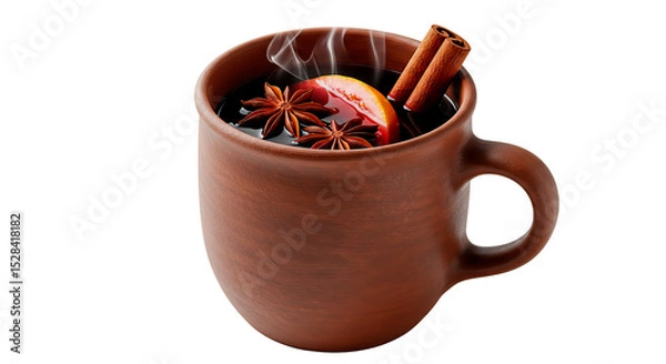 Fototapeta A delightful cup of mulled wine, perfectly spiced for a cozy winter evening.