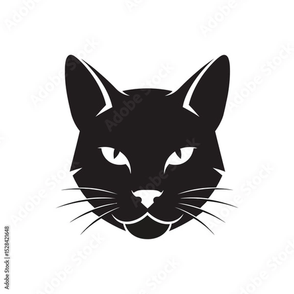 Fototapeta Elegant Black Cat Head Silhouette Vector Illustration for Design Projects