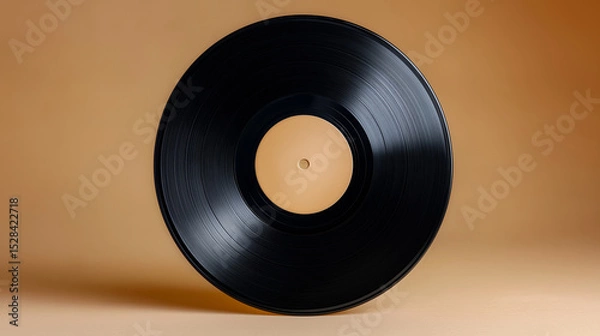 Obraz Vintage vinyl record mockup on beige background for branding purposes