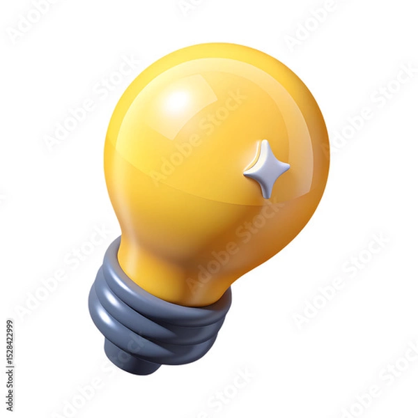 Obraz Shiny yellow 3d lightbulb idea icon illustration