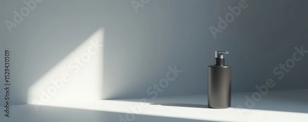 Fototapeta Subtle window light, gray background, product with shadow , style, design, contemporary