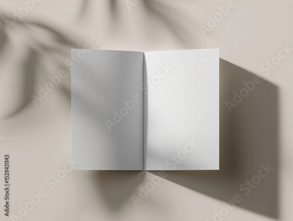 Obraz Minimalist white A5 leaflet mockup, blank design with ample white space ready for custom text or graphics
