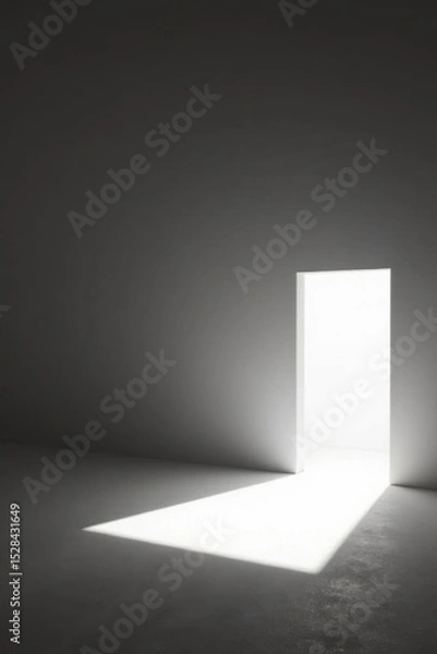 Fototapeta High-contrast studio light illuminates empty interior, dramatic shadows , simple, reflection