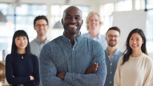 Fototapeta Multicultural Team in Modern Workplace – Leadership and Professional Unity
