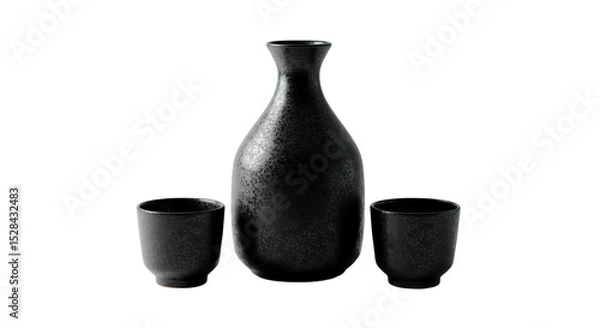 Fototapeta A sleek black sake set, perfect for serving traditional Japanese drinks in style.