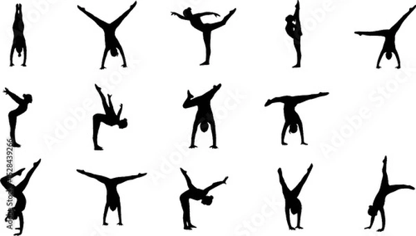 Obraz set of vector icon gymnast silhouette
