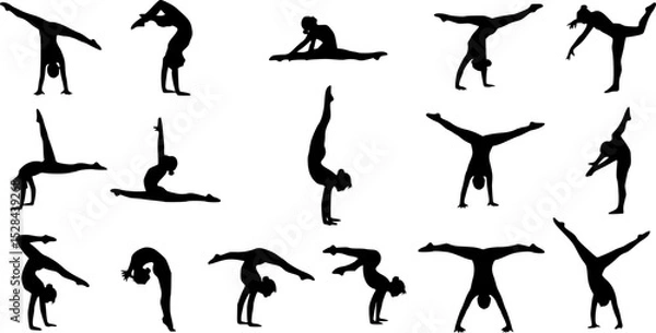 Obraz set of vector icon gymnast silhouette
