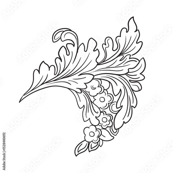Fototapeta Floral elegant baroque design element vector illustration