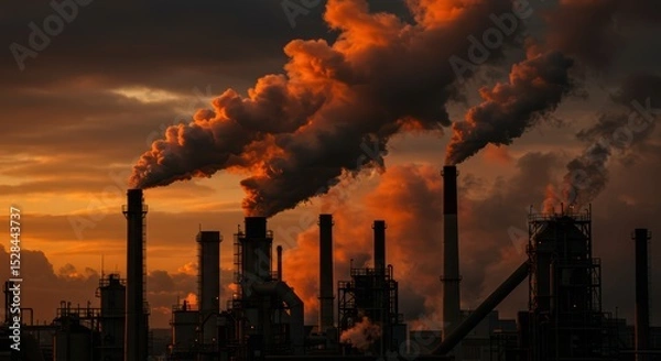 Fototapeta Industrial Air Pollution and its Impact on the Environment A Serious Issue Causing Climate Change and Global Warming Concerns