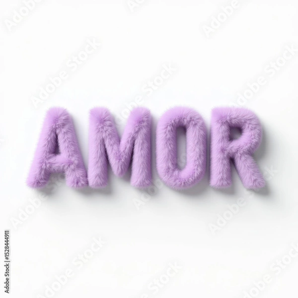 Obraz A creative text arrangement spelling Amor with fluffy purple texture against a clean background