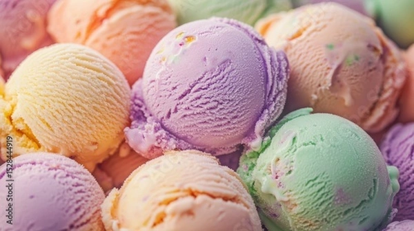 Fototapeta Colorful Pastel Ice Cream Scoops Macro Close-Up with Textures