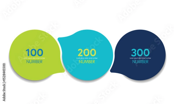Fototapeta 3 elements scheme, diagram. Three connected circles. Infographic template.