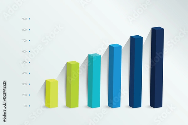 Fototapeta 3D chart, graph. Simply color editable. Infographics elements.