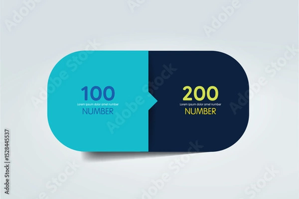 Fototapeta 2 Circle connected 3D infographic. Two labels. Vector template.