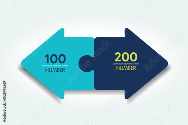 Fototapeta Infographics arrows in oposite direction, puzzle.  Chart, scheme, diagram.