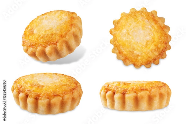 Obraz Ham and cheese tartlet on a white isolated background