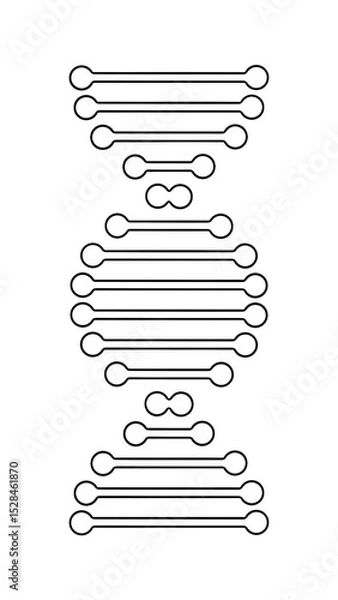 Fototapeta 2D white DNA Strand on transparent background, double helix nucleotide chain graphic assets, genetic sequence biotechnology, medical science technology research element