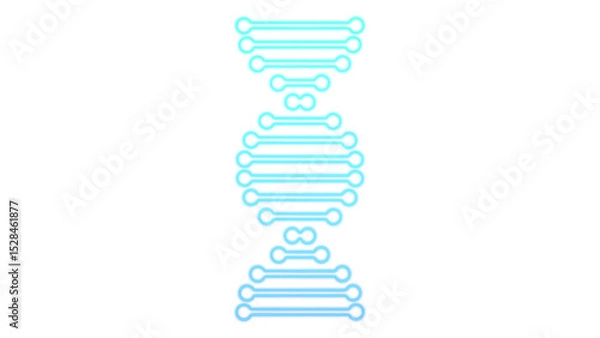Fototapeta 2D blue DNA Strand on transparent background, double helix nucleotide chain graphic assets, genetic sequence biotechnology, genome molecule, medical science technology research element