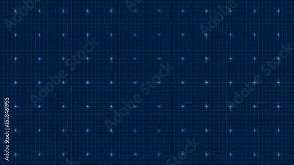 Fototapeta Blue neon grid for stage presentation, simple blueprint guide table panel graphic, square line pattern digital technology screen, empty futuristic computer monitor loading background