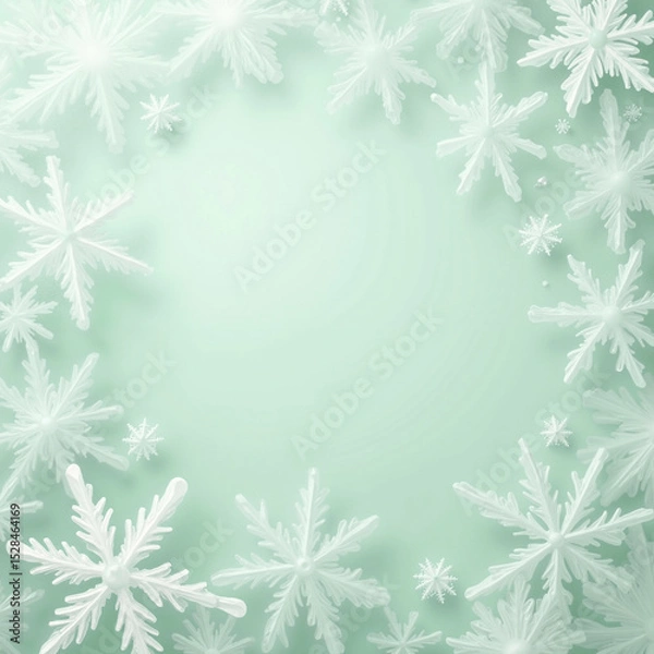 Fototapeta AI generated images of frozen christmas decoration, on a green background