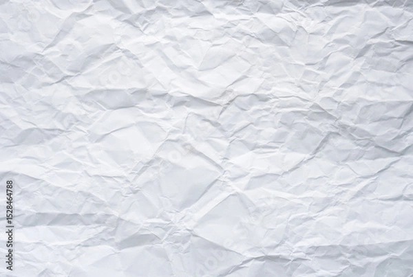Fototapeta White clean empty crumpled paper background, realistic folded note sheet texture, blank wrinkled crushed notebook page effect, back to school study concept, abstract old business craft idea document