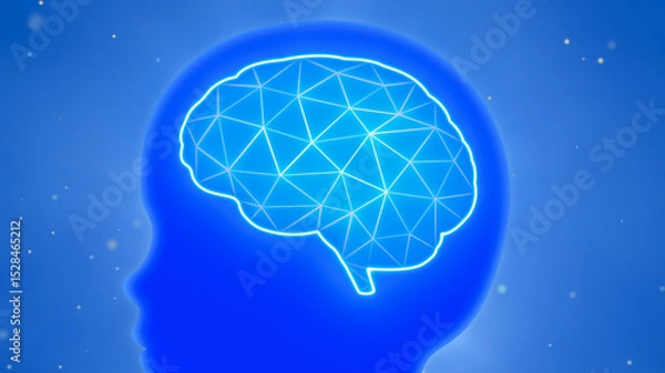 Fototapeta Kid with glowing neon brain background, children study idea concept, smart education deep learning in young psychology, Intelligence and creativity in child development, Critical thinking illustration